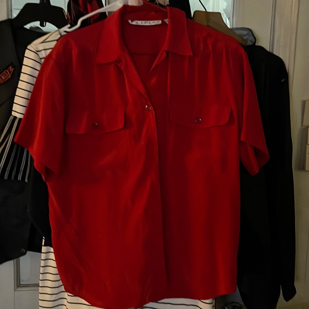Size 10 red dress blouse button up